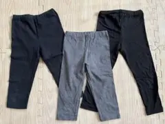 ユニクロ　キッズ レギンス 3枚セット 黒 グレー Sサイズ