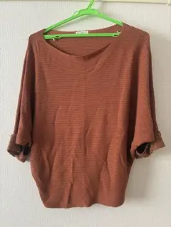 axes femme 五分袖 ニット ブラウン