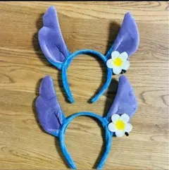 2個セット　ペア　カチューシャ　スティッチ リロアンドスティッチ　お花付き