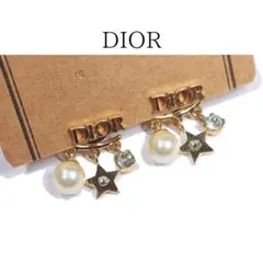 ディオール DIOR ロゴ ピアス パール スター クリスタル ゴールド 送料込