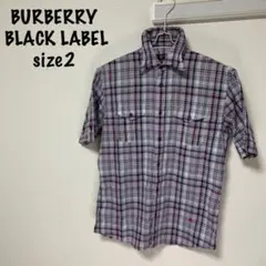 バーバリーブラックレーベル　チェック柄　ハンドワッシャー加工　襟ワイヤー