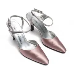 サテンピンク アンクルストラップヒール (JP23.5-24cm)