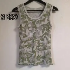 as know as pinky カモフラージュ 迷彩 蝶 リブタンクトップのサムネイル