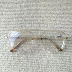 【新品未使用】ツーブリッジ　ダブルブリッジ　クリアフレーム　スクエア　度なし