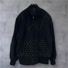 3051 モード感 スタッズデザイン ブラック ブルゾン 韓国製　肩パッドあり