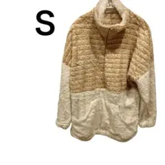 一点もの✨️ベージュとホワイト【S】ボーダーフリースジャケット 冬服 アウター