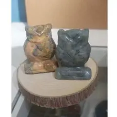 フクロウの石製置物 2個セット