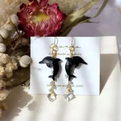 R✴︎H様専用♦︎ラスト1点！14kgfドルフィンカービングピアス/イヤリング