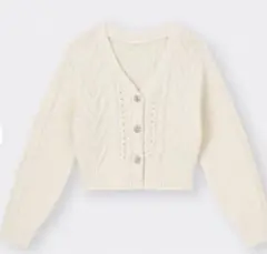 美品✨GU ビジューボタンケーブルカーディガン(長袖)