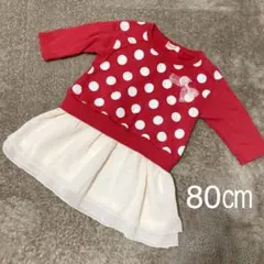 赤ドットワンピース　80㎝のサムネイル