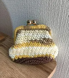 がま口財布 イエロー ブラウン　ハンドメイド