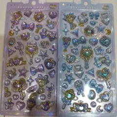 ボンボンドロップシール　マジカルパープルブルーホログラムシール 2シートセット