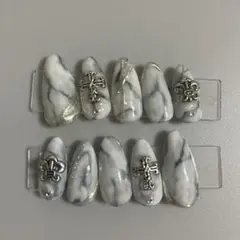 大理石模様 ホワイト　ネイルチップ