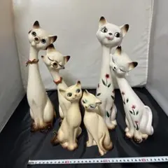 美品 ヴィンテージ 猫の置物 陶器 昭和レトロ シャム猫 - メルカリ