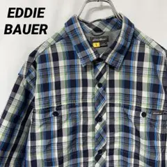 N-5078 EDDIE BAUER アメリカ古着 フィッシングシャツ 半袖 L