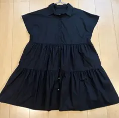 GU ティアードシャツワンピース ブラック L