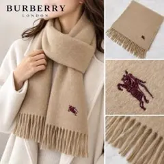 BURBERRY 버버리 캐시미어 100% 머플러 베이지 자수