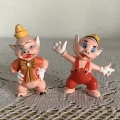 Disney 3匹の子ブタ／ソフビ 2点 ファイファー＆プラクティカルのサムネイル