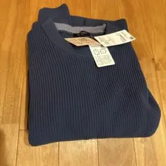 【美品】BACK NUMBER 畦編みクルーニットクルーブルー