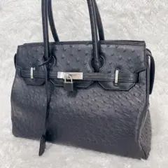 た*か様 HIGH CLASS オーストリッチハンドバッグ ブラック - メルカリ