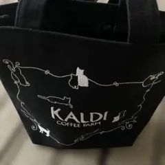 KALDI COFFEE FARM 猫刺繍トートバッグ ブラックのサムネイル