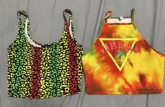 ラスタ　ヒョウ柄　Forever 21 guess タンクトップ 2枚セットのサムネイル