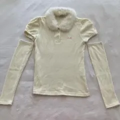 MILK ミルク 白 ファー襟付きトップス 袖付き アームウォーマー