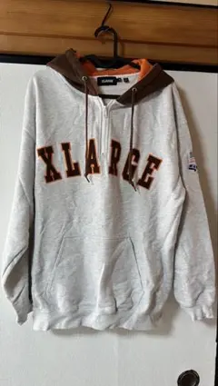 XLARGE フロントジップ パーカー グレー