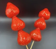 【ハンドメイド】本物そっくり✨いちご飴 タンフル　食品サンプル 2本セット