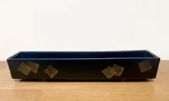 萬古焼　脚付長方水盤　花器　蒔絵風のサムネイル