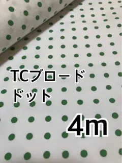 ラスト　4m TCブロード ドット　グリーン　ハギレ　生地