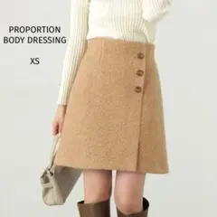 プロポーションボディドレッシング ラメブークレー台形ミニスカート XS キャメル