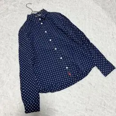 【ロデオクラウン】（1）長袖 ドット柄シャツ ネイビー コットン100%