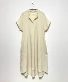 【美品】 socollaソコラ シアサッカー スキッパーネック ストライプのサムネイル