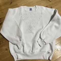 Russell Athletic 刺繍ホワイトスウェット