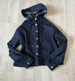 美品 ZARA ダークデニム フード付きジャケット XS