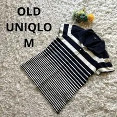 オールドユニクロ　ボーダーポロシャツ　半袖　レディース　紺/白　M