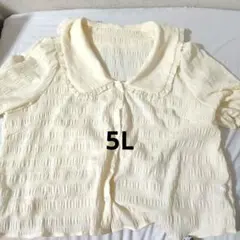 5L フリル付きビッグカラークリーム色ブラウスのサムネイル