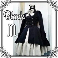 膝丈ワンピース 軍服 ロリータ ワンピース ゴスロリ ドレス  黒 M