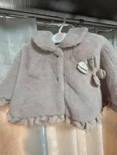 プティマイン　リボン　ファー　ケープ　ポンチョ　70 80 90