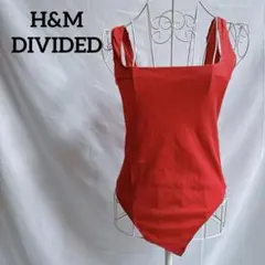 H&M DIVIDED リブボディスーツ レッド Sサイズ　赤　タンクトップ
