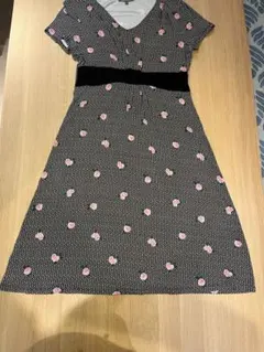 LAURA ASHLEY 花柄 Vネック ワンピースLサイズ