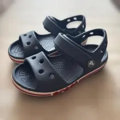 クロックス　ネイビー サンダル ベルクロ 通気孔付き