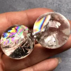 【限定価格！虹入り！2個セット】天然石　アイリスクォーツ　水晶　丸玉12