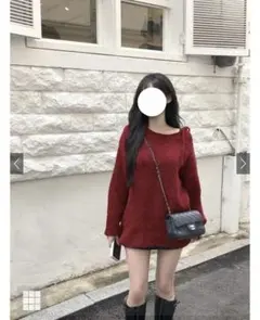 GRL 2way ショルダーリボンニットトップス フリーサイズ