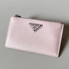 【二宮様】PRADA / サフィアーノ トライアングルロゴ カードケース ピンク