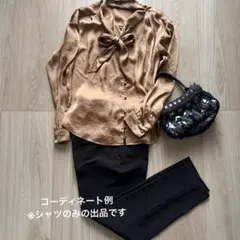 Ray BEAMSブラウン サテン風 リボンシャツ 2WAY ボウタイのサムネイル