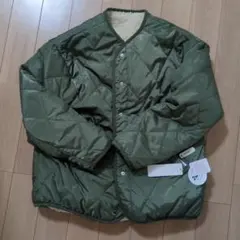 ウォッシャブルキルティングリバーシブルボアブルゾン ・カーキ　 2way