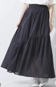 earth music&ecology コットンボイルランダム切替フレアスカート