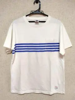 Malibu Shirts ポケットTシャツ ボーダー ホワイト L